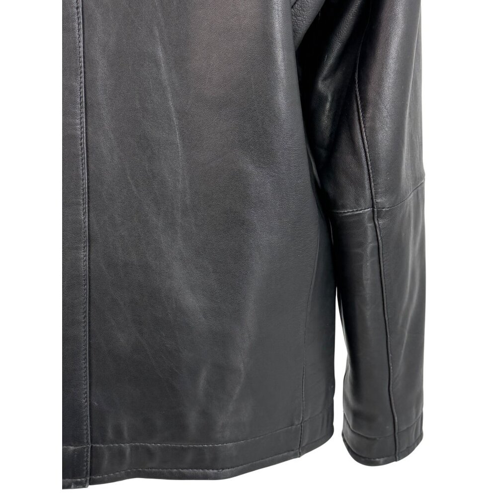 VTG Perry Ellis Portfolio Mens Black Lambskin Leather Jacket | 90s Quiet Luxury - Picture 10 of 16